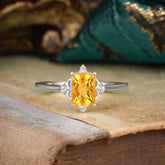 4 Prong Emerald Cut 1 Carat Vintage Citrine Engagement Ring